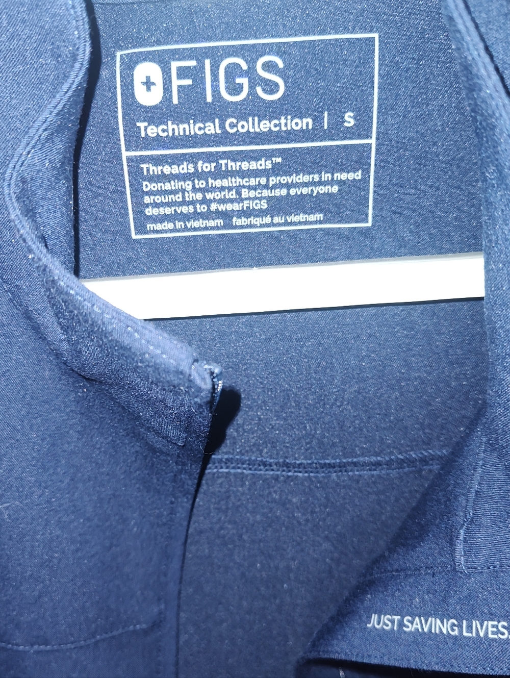 NWT Figs Navy Small Limits Zip Scrub Top